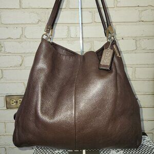 Euc Coach Madison Phoebe Brown Leather Shoulder Bag Purse